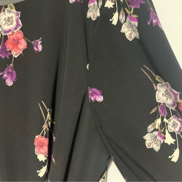 NWOT Chaps Floral Black/Red/Pink Women's 3/4 Sleeves Midi Dress Size L - Picture 10 of 10